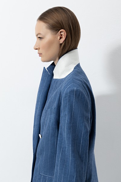 Жакет в полоску , пол женский, цвет синий, фото №2