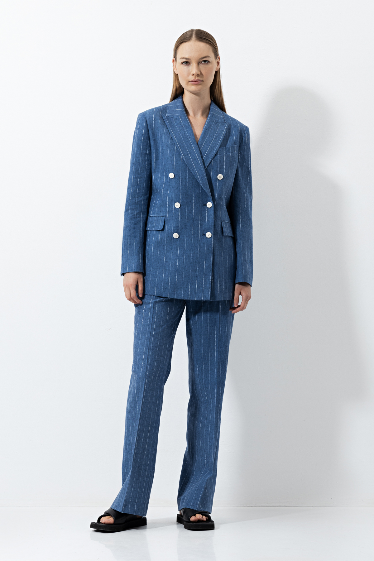 Жакет в полоску , пол женский, цвет синий, фото №5