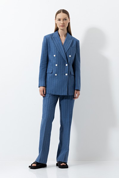 Жакет в полоску , пол женский, цвет синий, фото №5