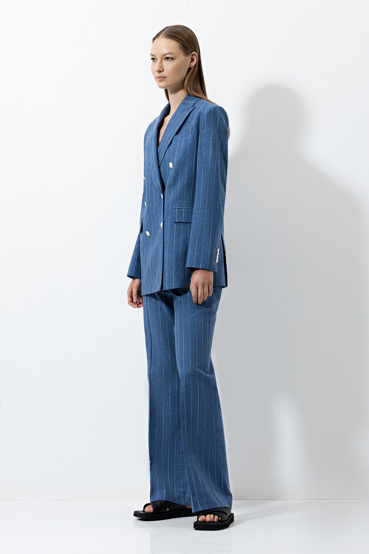 Trousers VASSA CODE, пол female, цвет синий, фото №3