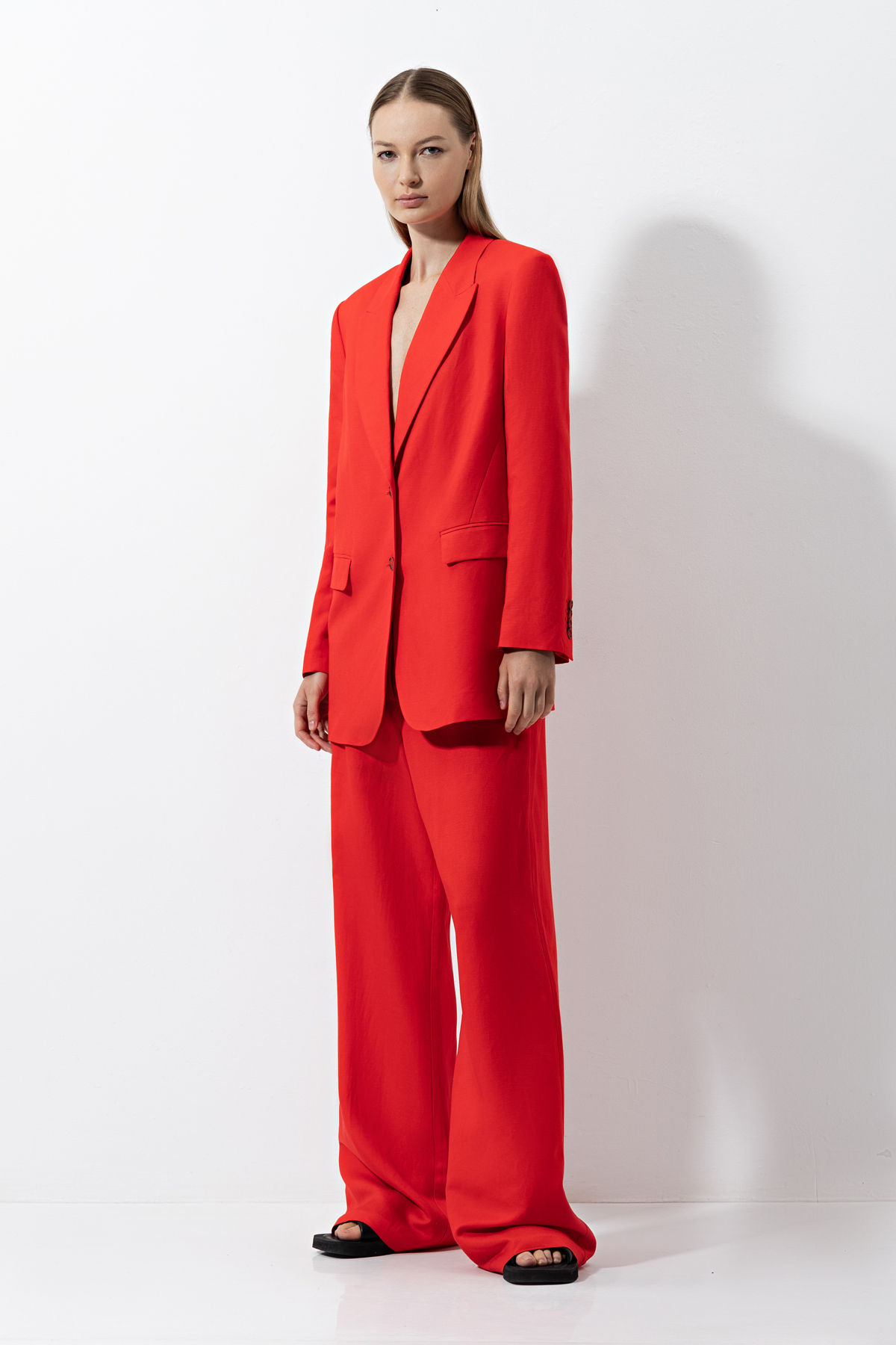 Брюки из вискозы и льна , пол женский, цвет красный, фото №3