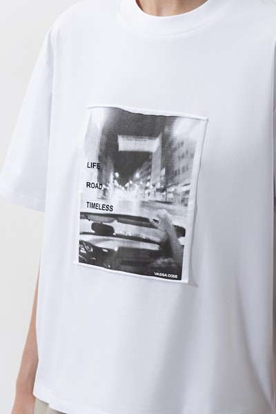 Футболка с принтом VASSA CODE, пол женский, цвет белый, фото №3
