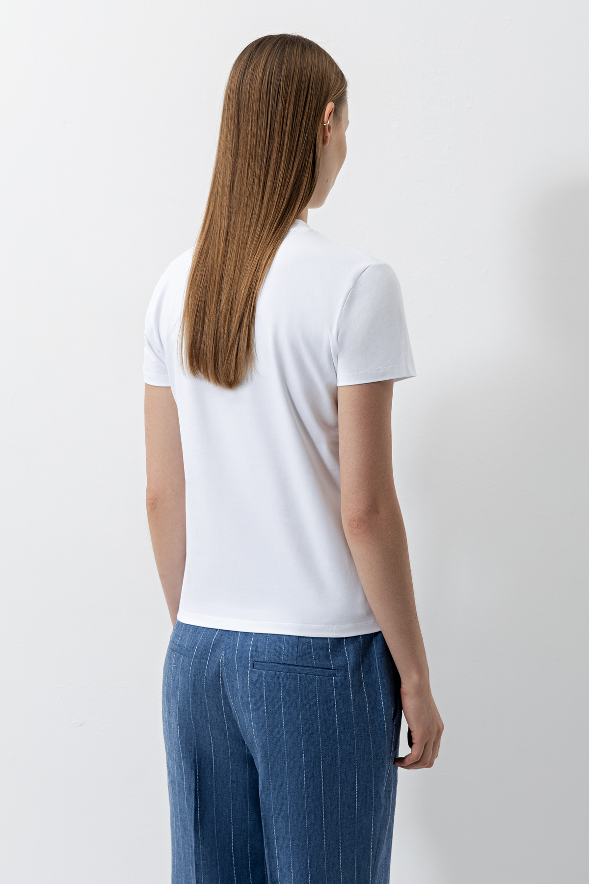 Футболка приталенного кроя , пол женский, цвет белый, фото №4