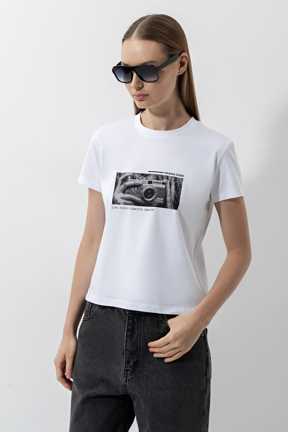Футболка с принтом VASSA CODE, пол женский, цвет белый, фото №4