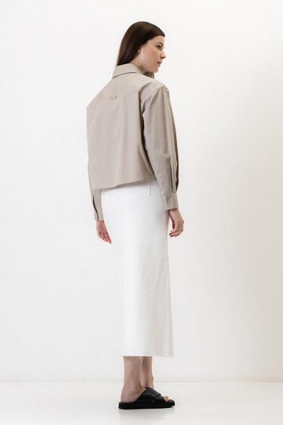 Укороченная рубашка из хлопка , пол женский, цвет коричневый, фото №7