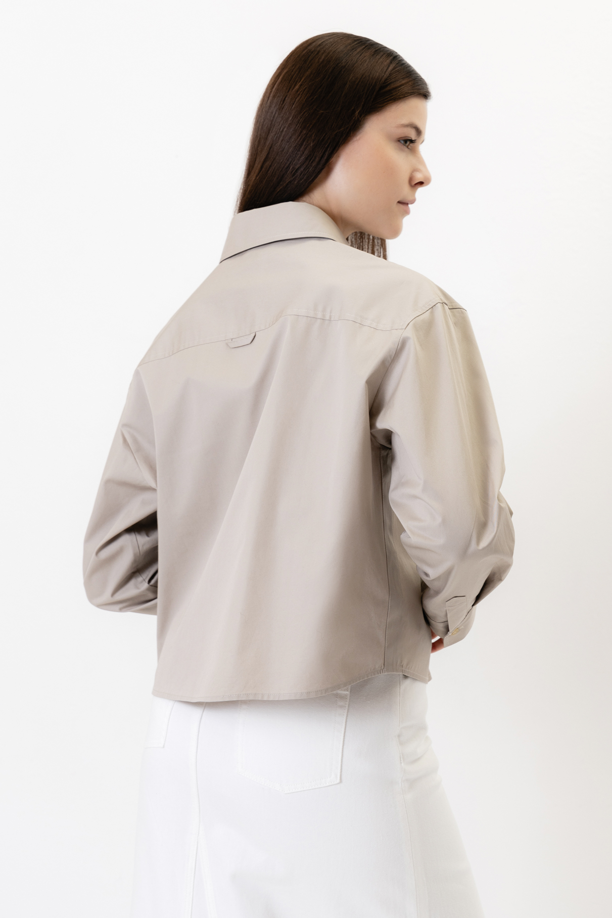 Укороченная рубашка из хлопка , пол женский, цвет коричневый, фото №6