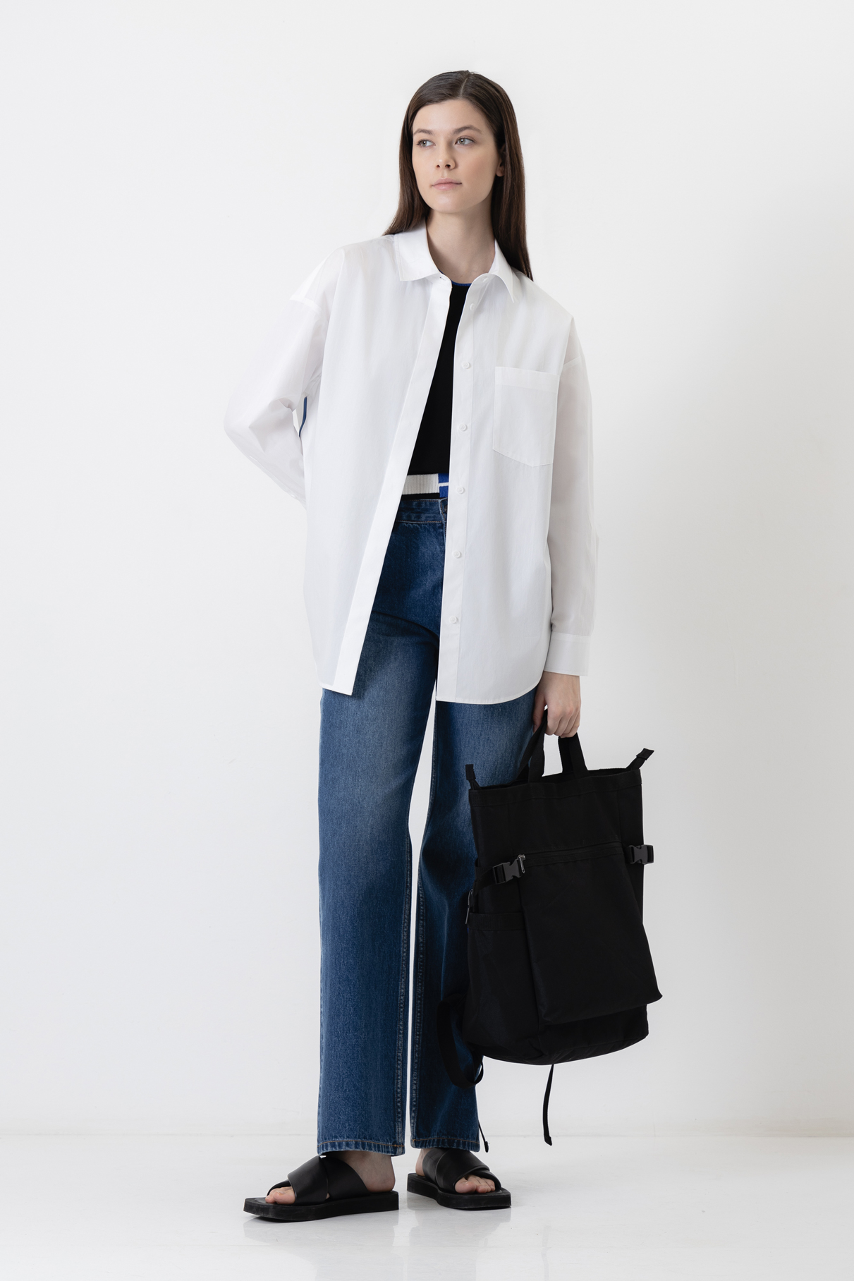 Рубашка с контрастной тесьмой , пол женский, цвет белый, фото №2