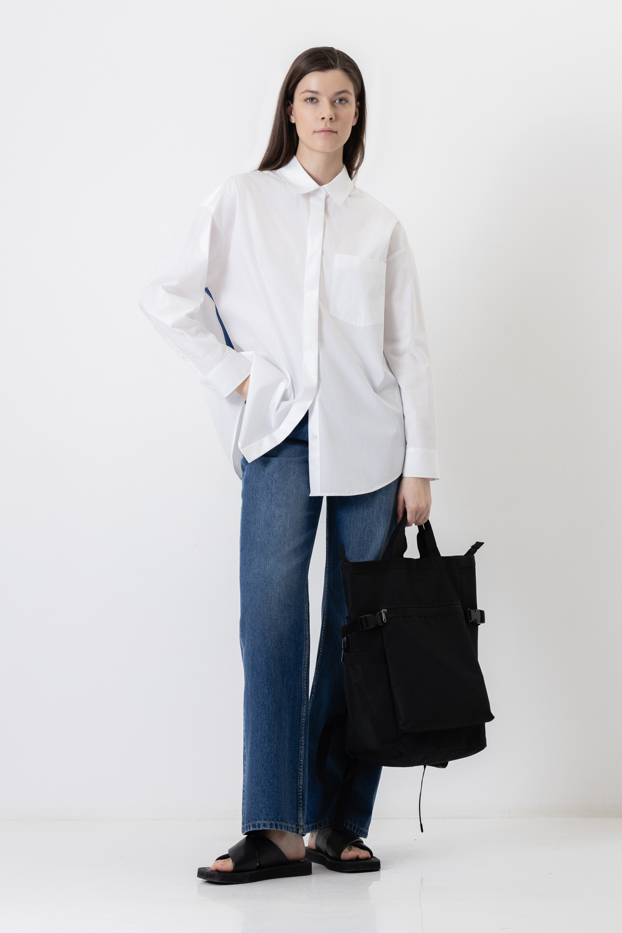 Рубашка с контрастной тесьмой , пол женский, цвет белый, фото №3