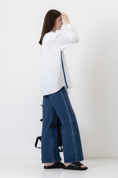 Рубашка с контрастной тесьмой , пол женский, цвет белый, фото №6