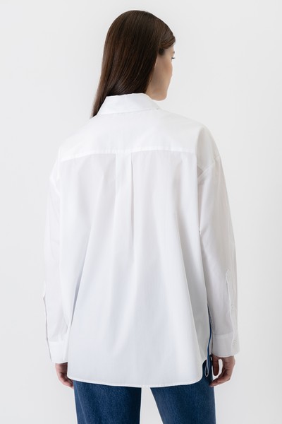 Рубашка с контрастной тесьмой , пол женский, цвет белый, фото №5