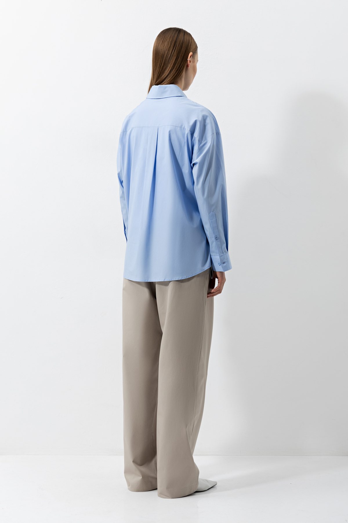 Рубашка с контрастной тесьмой , пол женский, цвет голубой, фото №5
