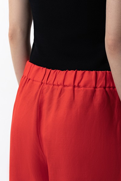 Брюки из вискозы и льна , пол женский, цвет красный, фото №5