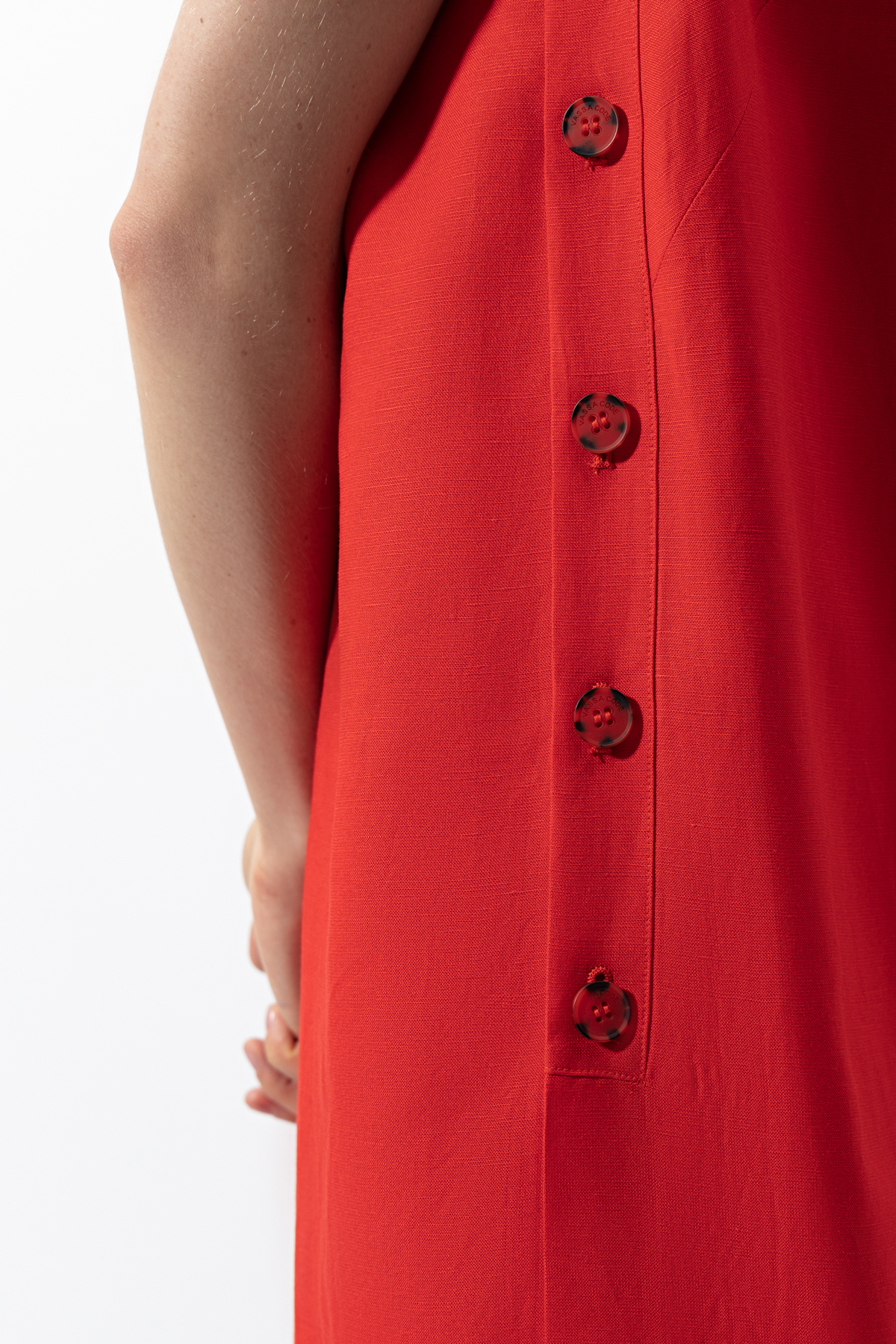 Платье из вискозы и льна , пол женский, цвет красный, фото №6