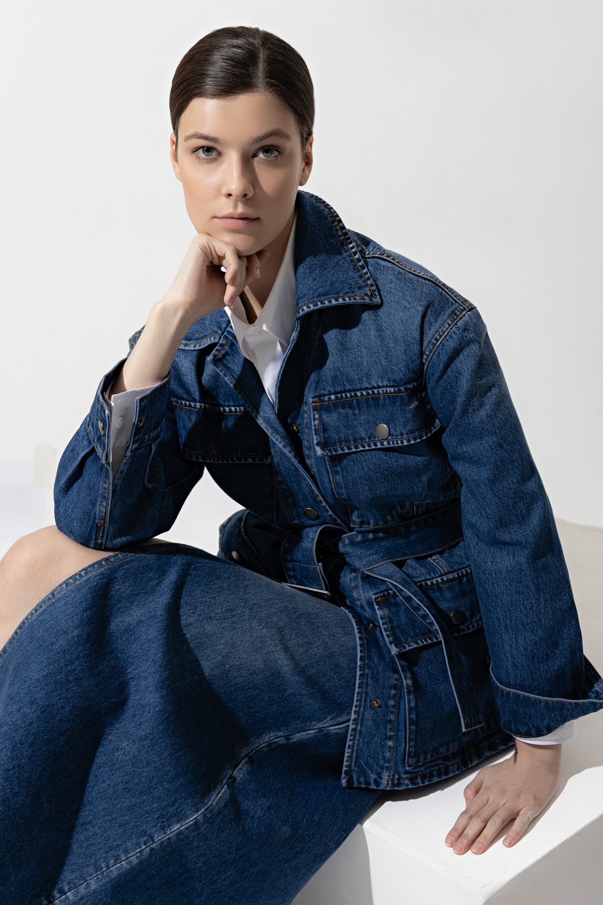 Джинсовая куртка VASSA CODE, пол женский, цвет синий, фото №4