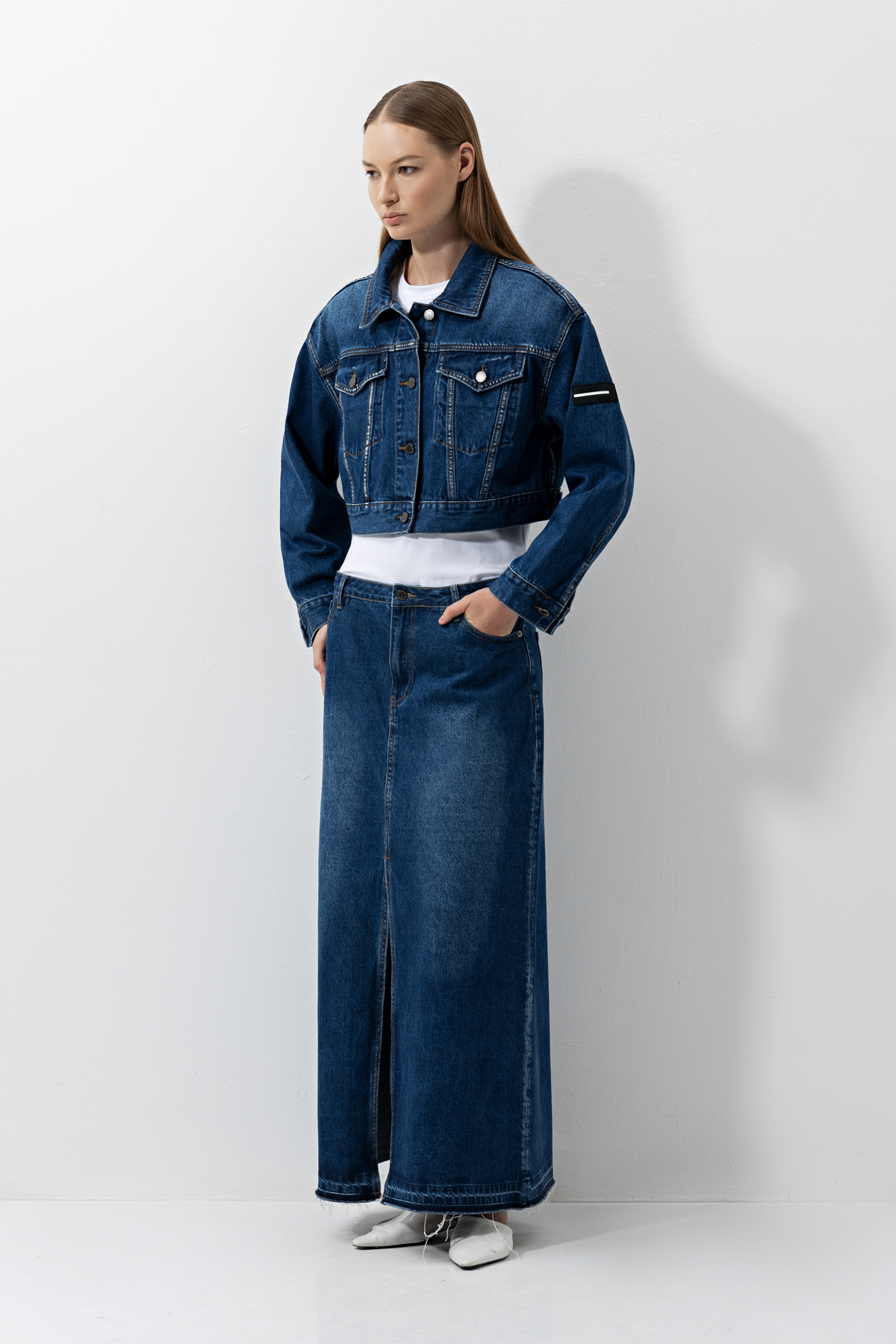 Denim jacket VASSA CODE, пол female, цвет синий, фото №3