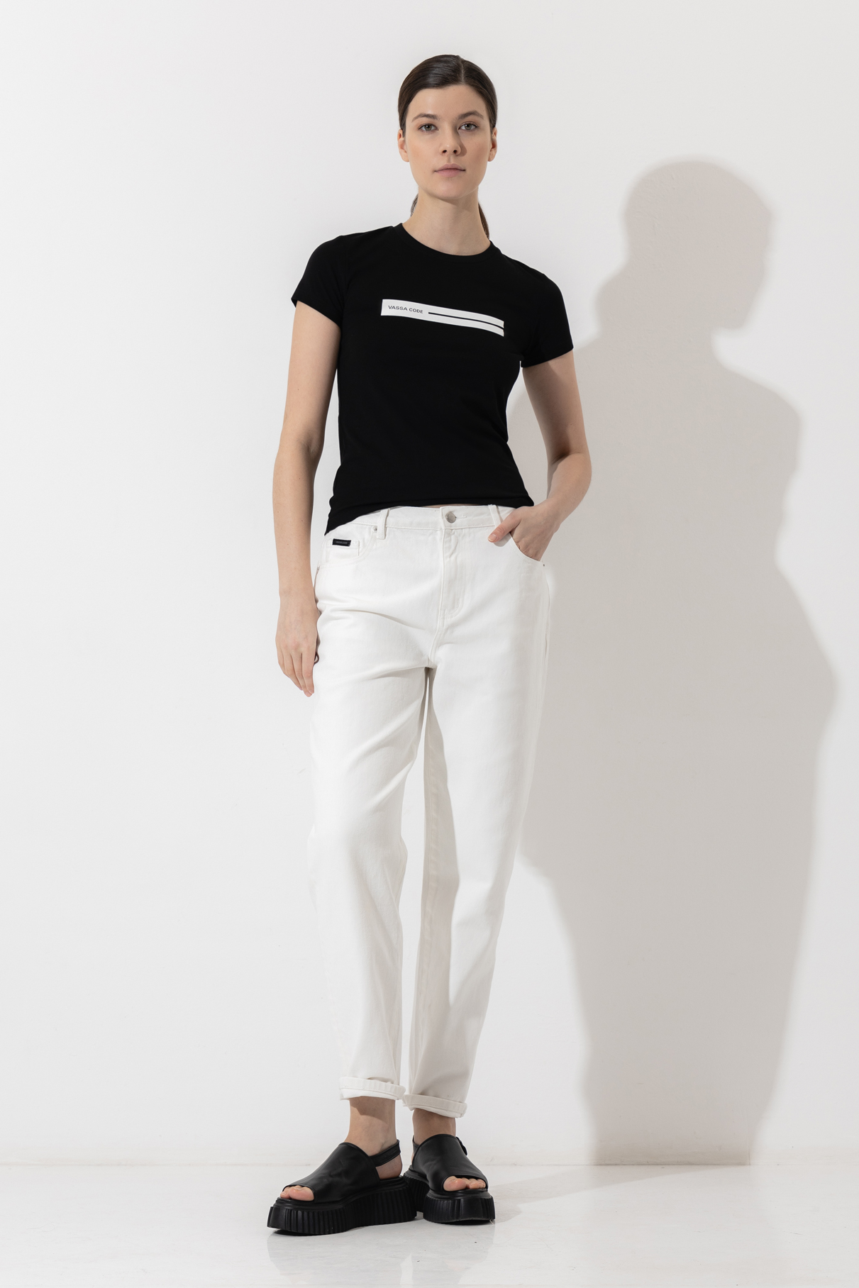 Джинсы Mom Fit , пол женский, цвет белый, фото №2