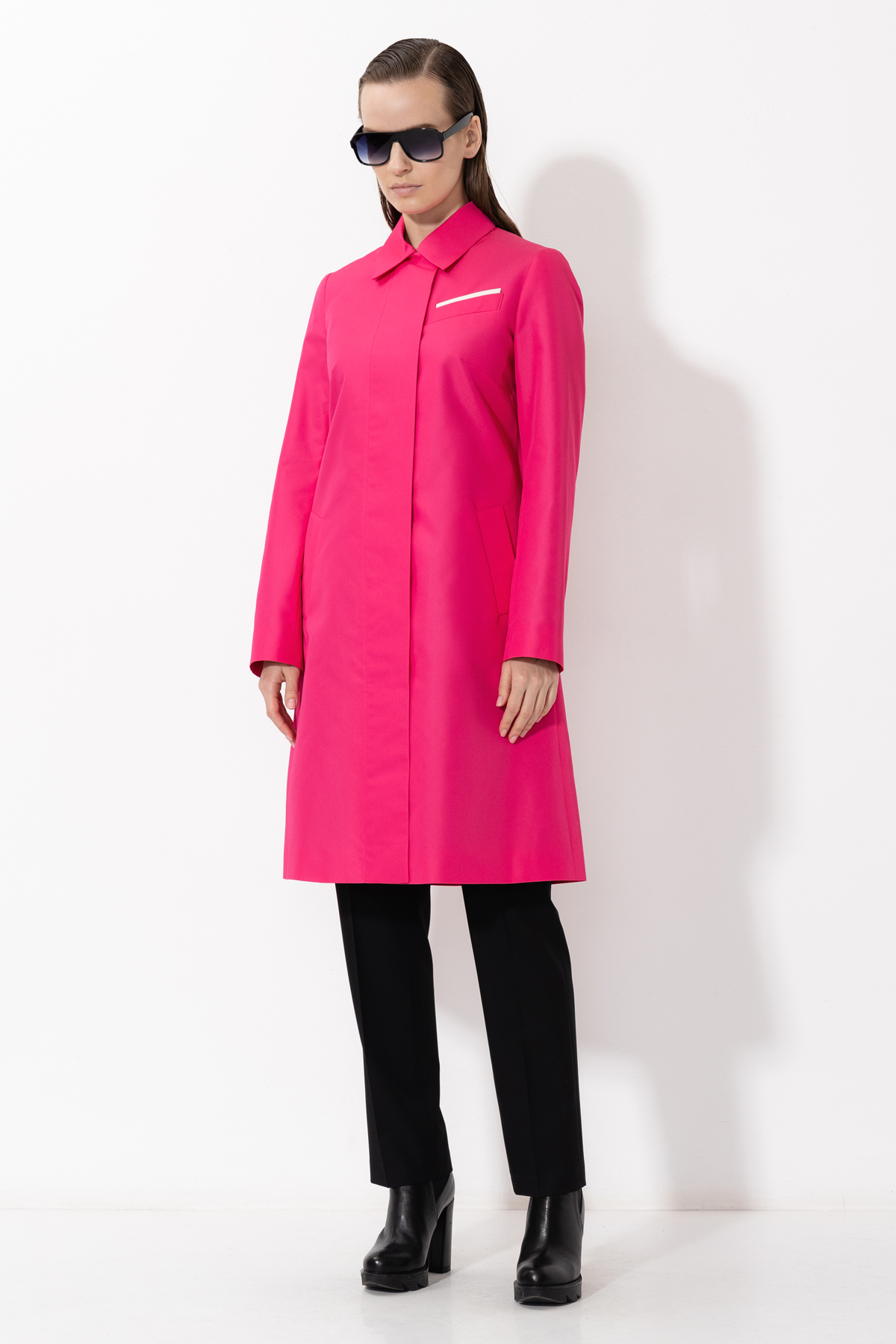 Плащ прямого кроя из хлопка VASSA&Co, пол женский, цвет розовый, фото №5