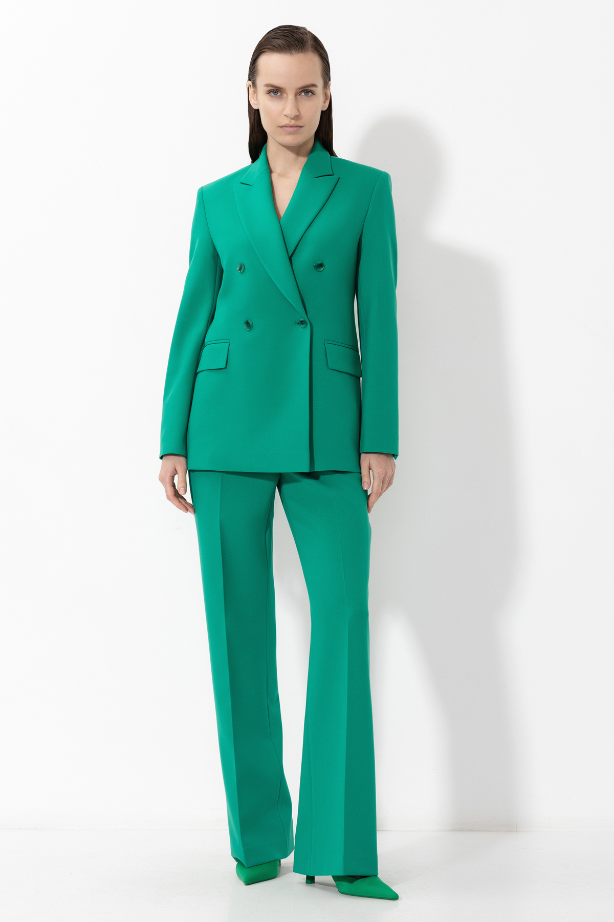 Жакет прямого кроя VASSA&Co, пол женский, цвет зеленый, фото №3