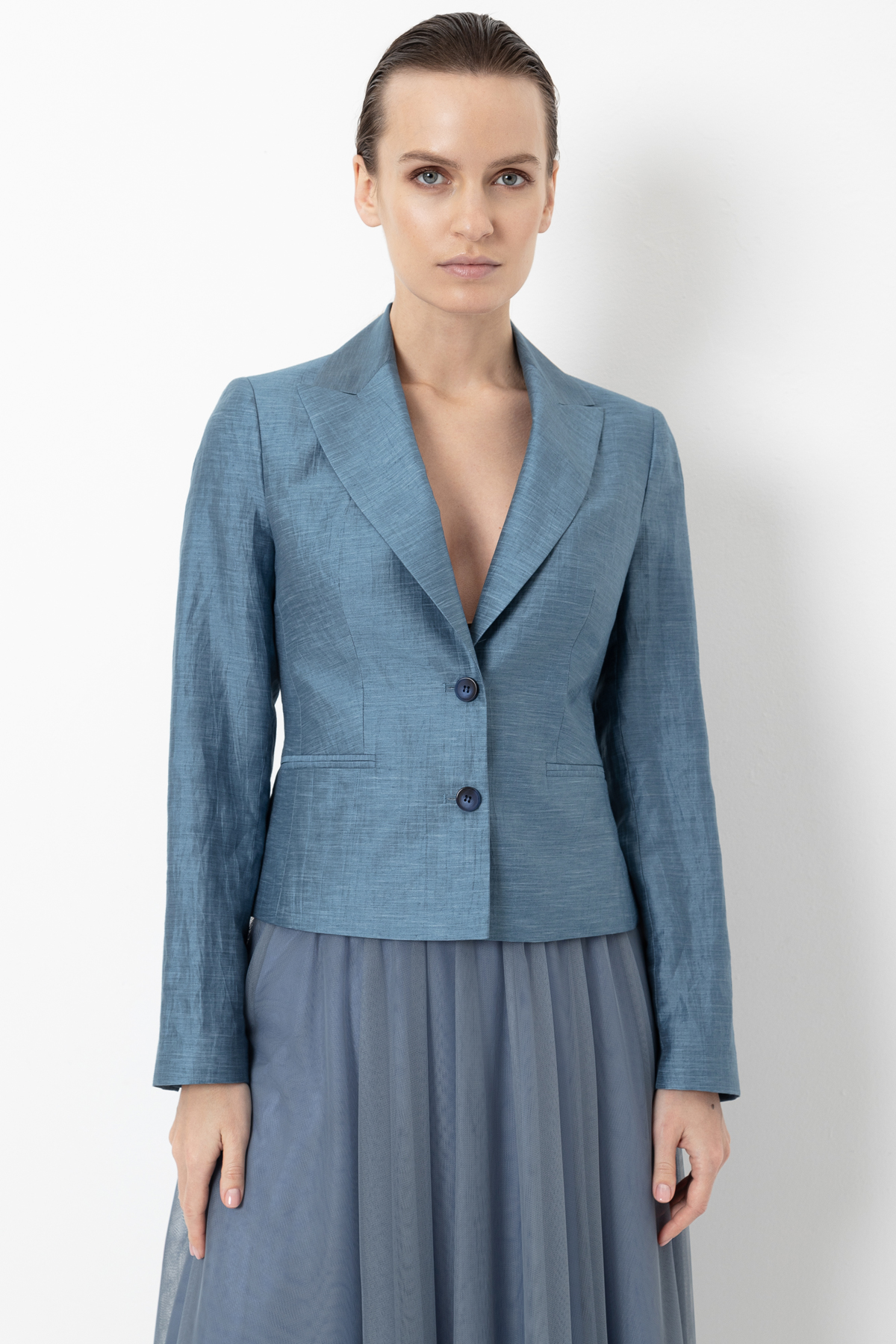 Жакет VASSA&Co, пол женский, цвет голубой, фото №2