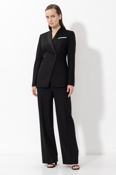 Жакет с акцентным лацканом VASSA&Co, пол женский, цвет черный, фото №2