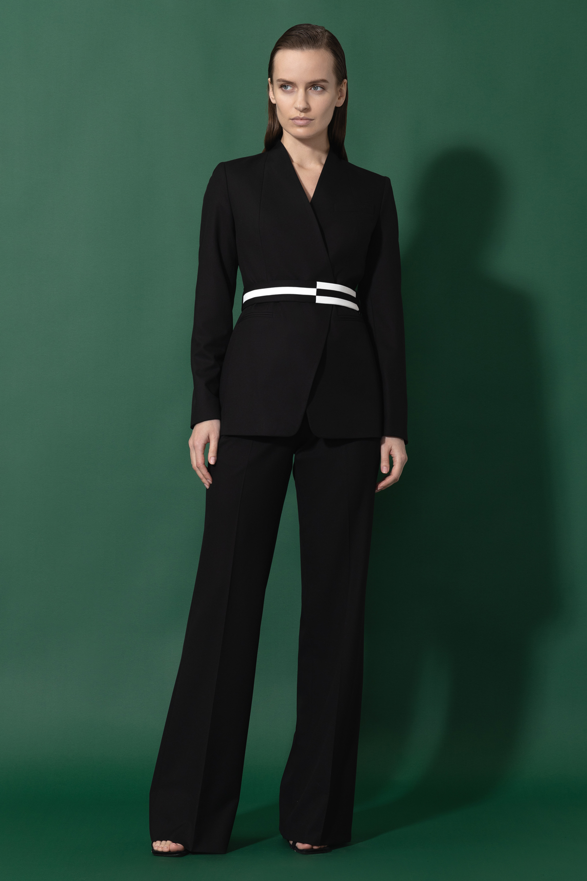 Жакет с акцентным поясом VASSA&Co, пол женский, цвет черный, фото №2