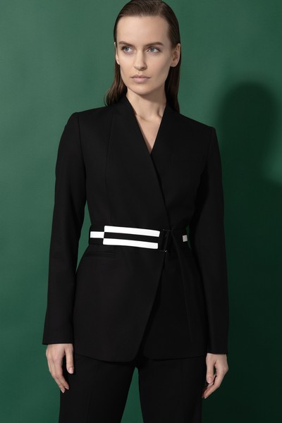 Жакет с акцентным поясом VASSA&Co, пол женский, цвет черный, фото №3