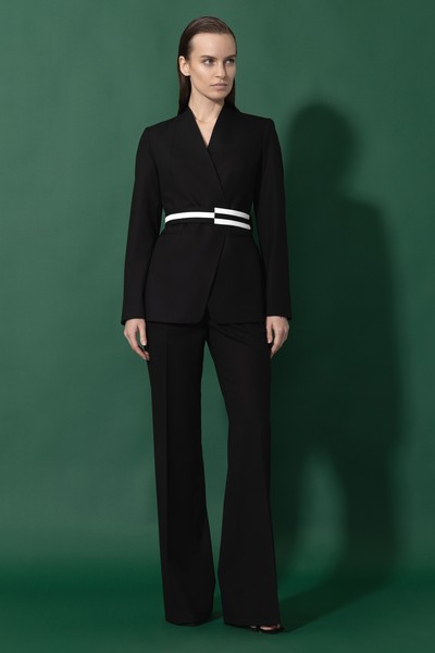 Жакет с акцентным поясом VASSA&Co, пол женский, цвет черный, фото №6