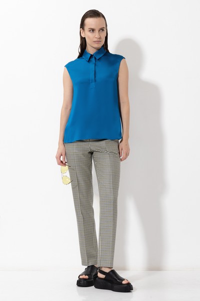 Блузка с рубашечным воротником VASSA&Co, пол женский, цвет синий, фото №2