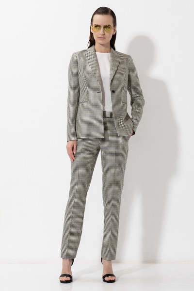 Брюки в клетку зауженного кроя VASSA&Co, пол женский, цвет молочный, фото №3