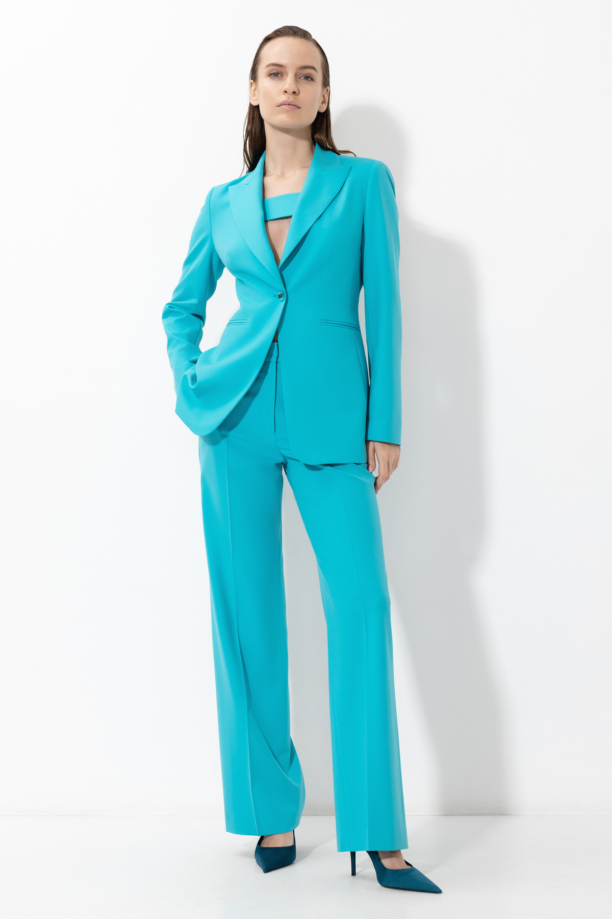 Брюки VASSA&Co, пол женский, цвет голубой, фото №4