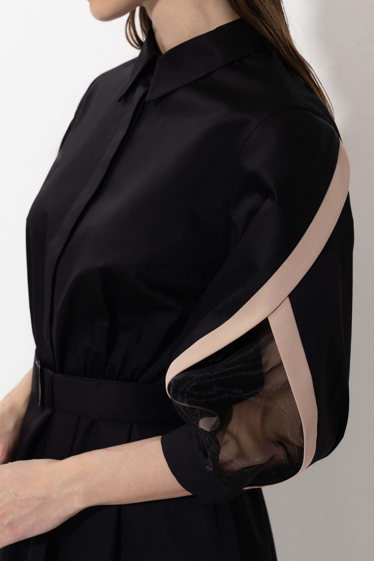 Платье с вставками из органзы VASSA&Co, пол женский, цвет черный, фото №3