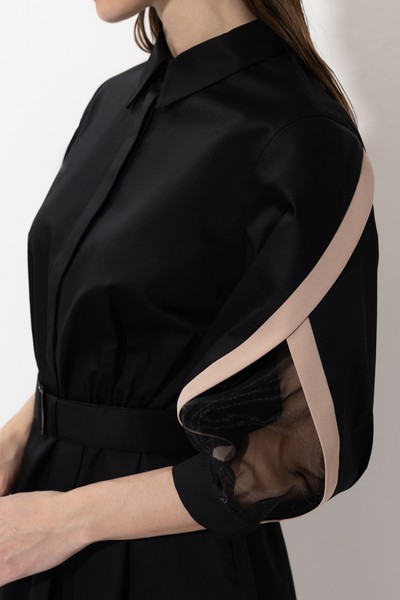 Платье с вставками из органзы VASSA&Co, пол женский, цвет черный, фото №3