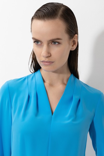 Блузка с декоративными складками VASSA&Co, пол женский, цвет голубой, фото №3