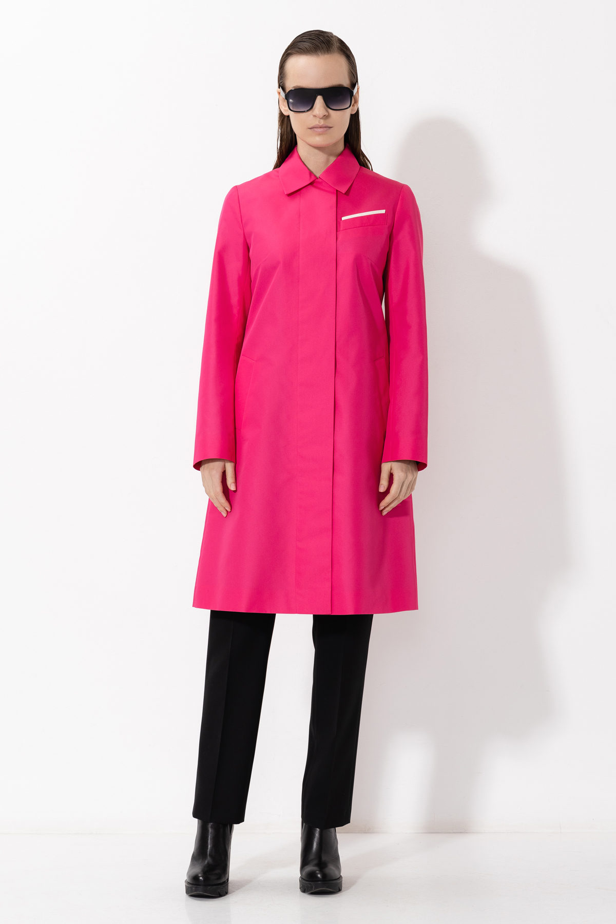 Плащ прямого кроя из хлопка VASSA&Co, пол женский, цвет розовый, фото №4