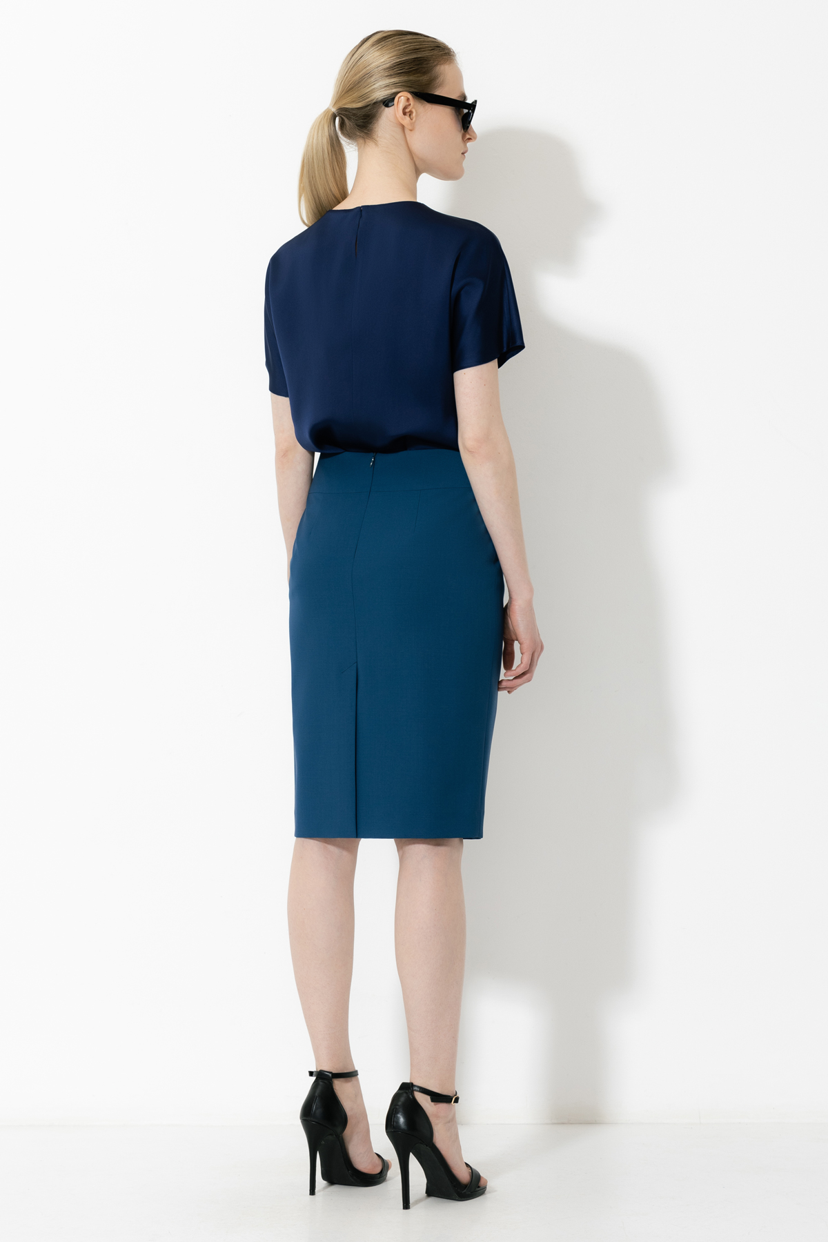 Юбка с широким поясом VASSA&Co, пол женский, цвет синий, фото №3