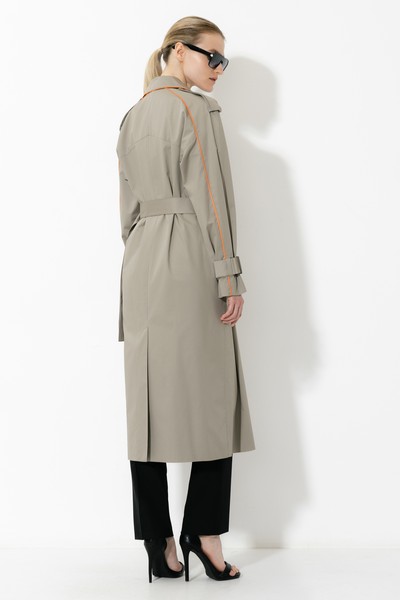 Тренч с контрастной отделкой VASSA&Co, пол женский, цвет зеленый, фото №2