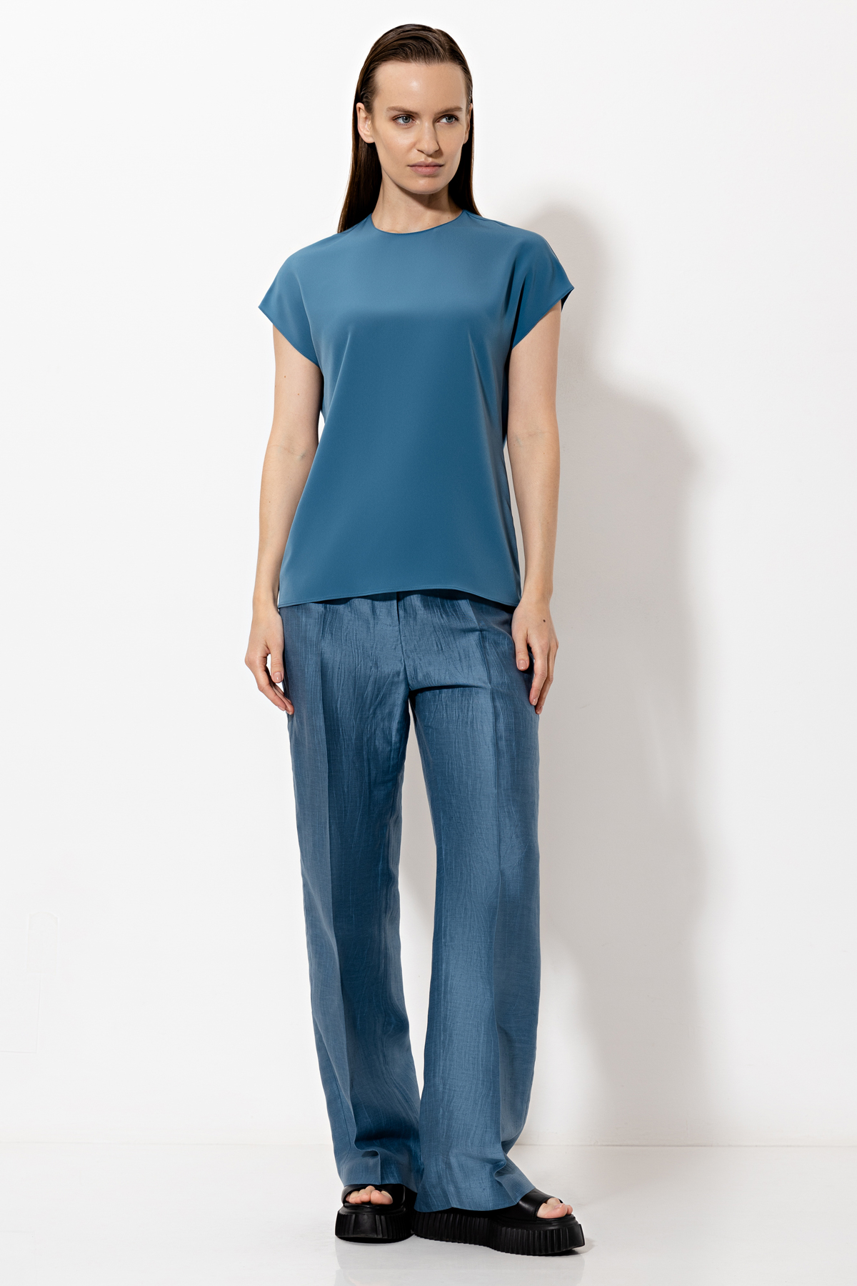 Блузка VASSA&Co, пол женский, цвет голубой, фото №5