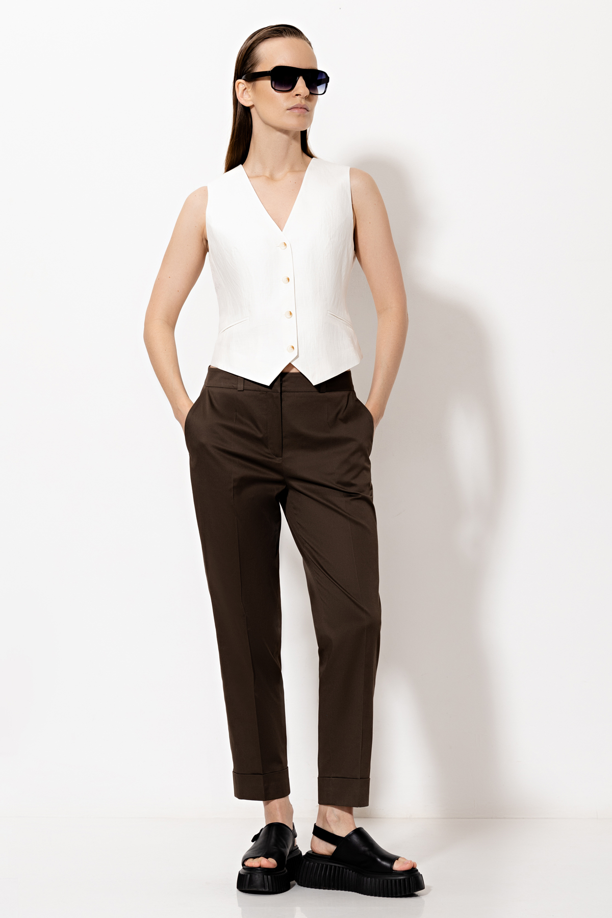 Брюки VASSA&Co, пол женский, цвет хаки, фото №3