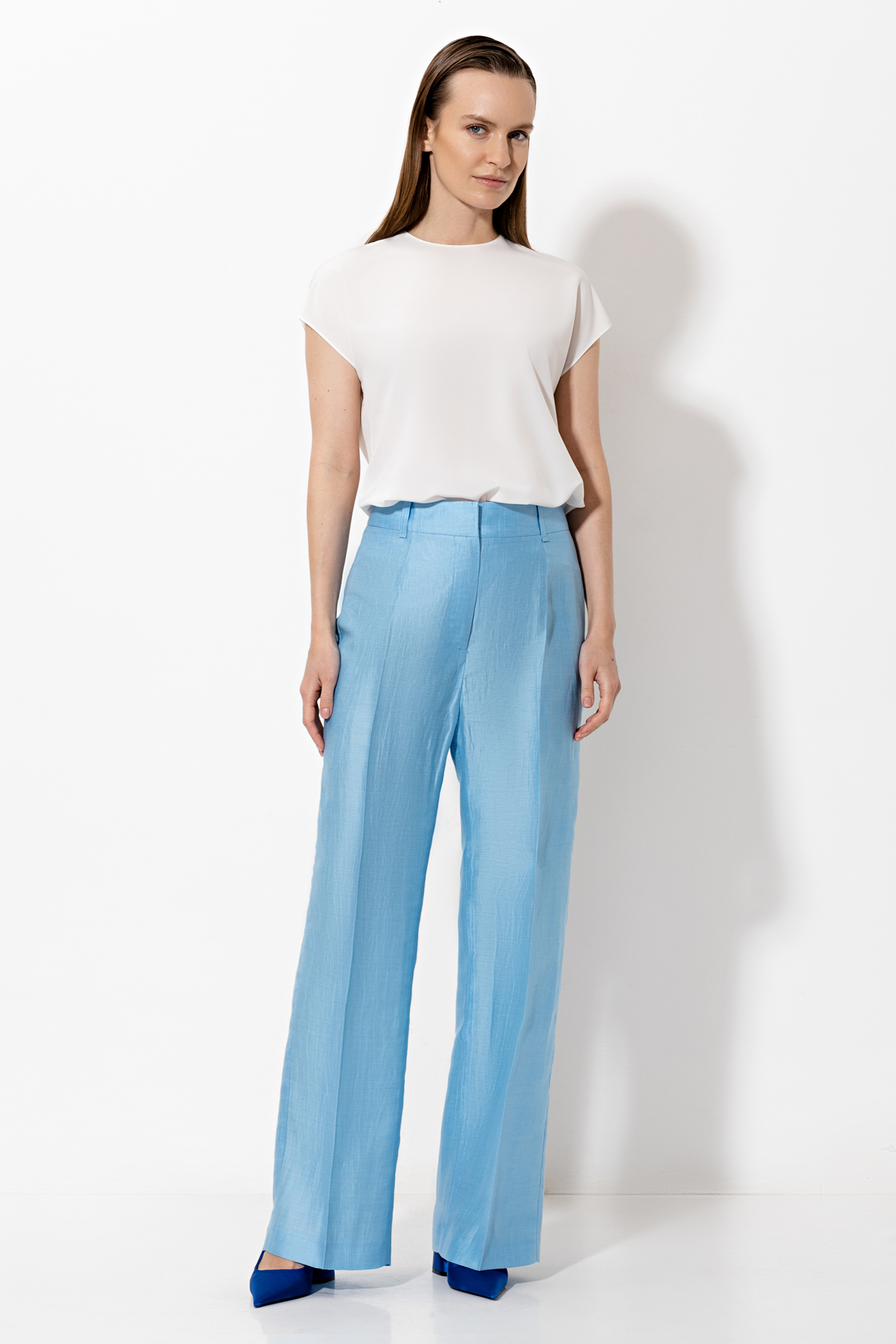 Брюки VASSA&Co, пол женский, цвет синий, фото №4