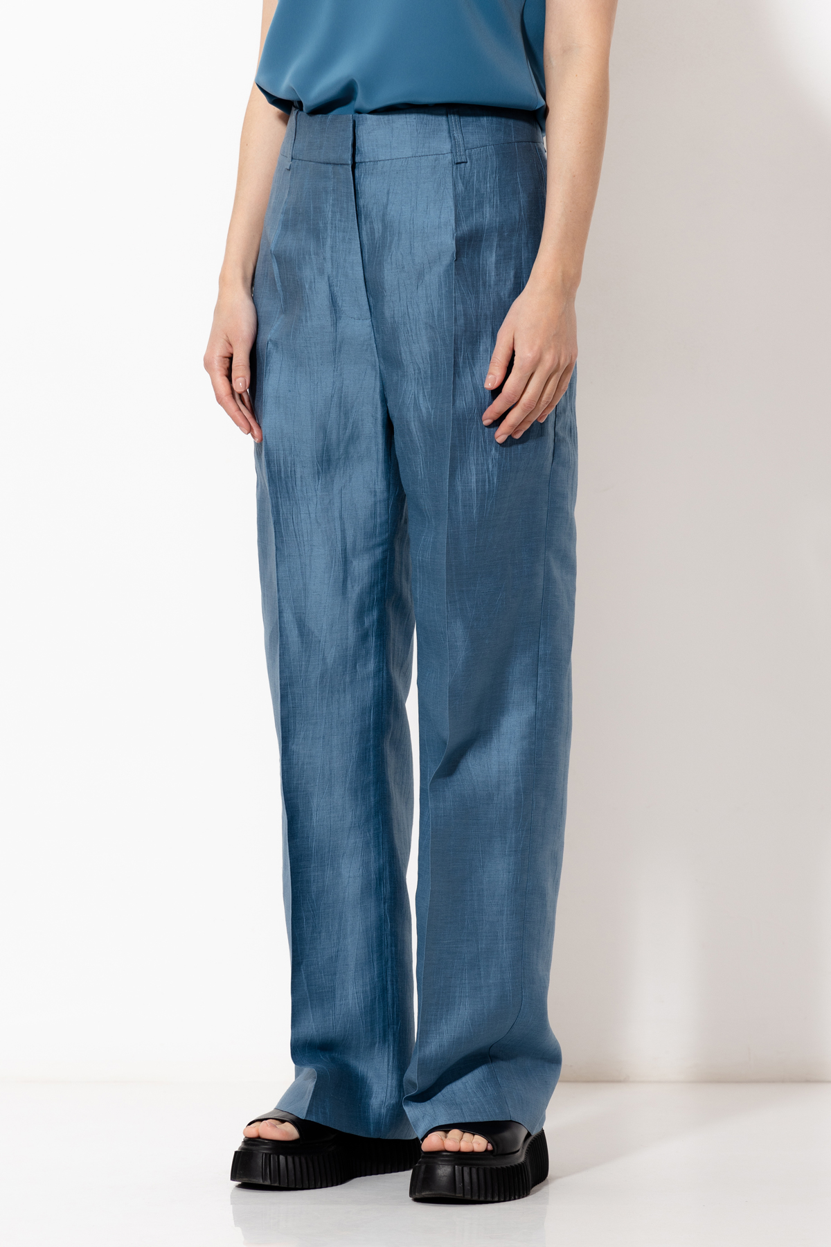 Trousers VASSA&Co, пол female, цвет голубой, фото №3