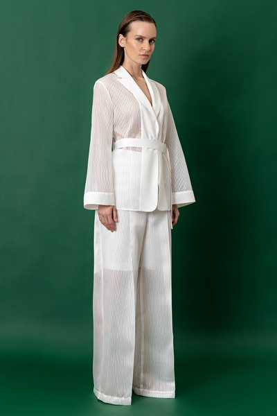 Trousers VASSA&Co, пол female, цвет white, фото №3