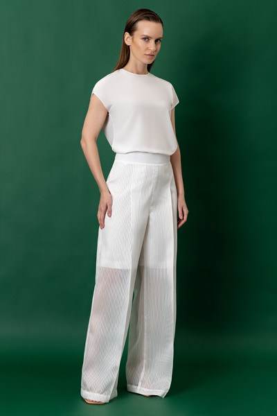 Trousers VASSA&Co, пол female, цвет white, фото №4