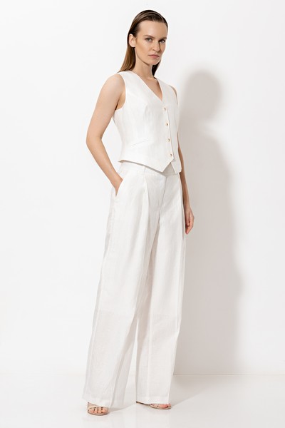 Trousers VASSA&Co, пол female, цвет white, фото №3