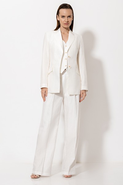 Trousers VASSA&Co, пол female, цвет white, фото №4