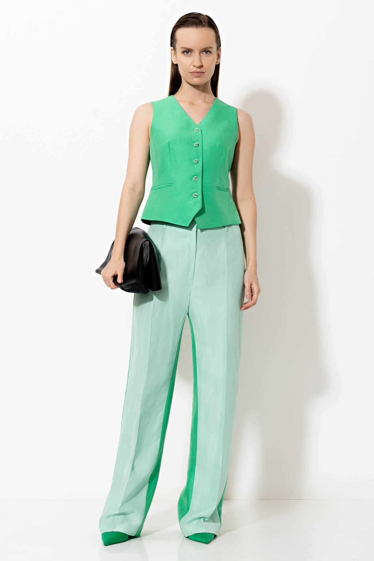 Брюки VASSA&Co, пол женский, цвет голубой, фото №6