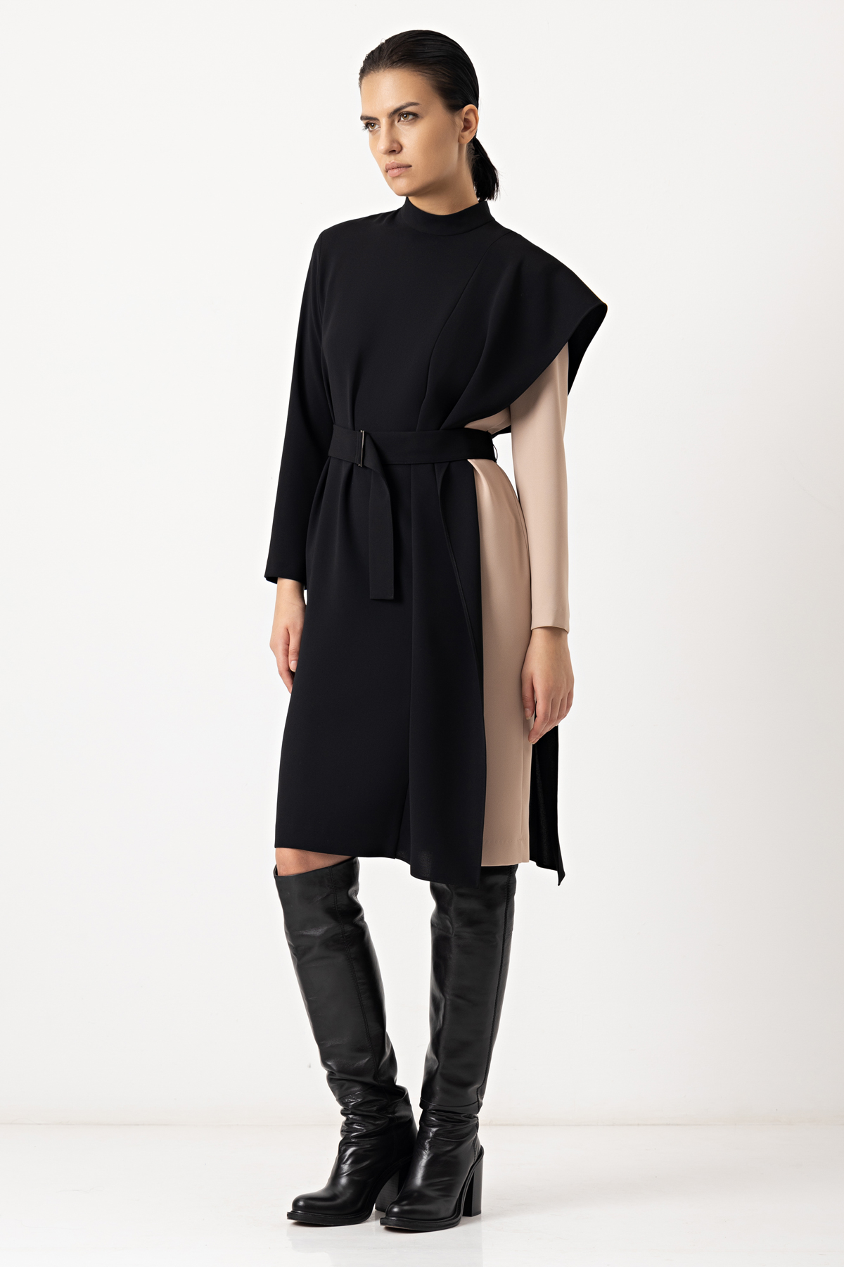 Платье с драпировкой VASSA&Co, пол женский, цвет черный, фото №8