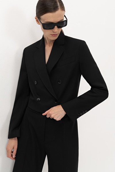 Укороченный жакет VASSA&Co, пол женский, цвет черный, фото №3