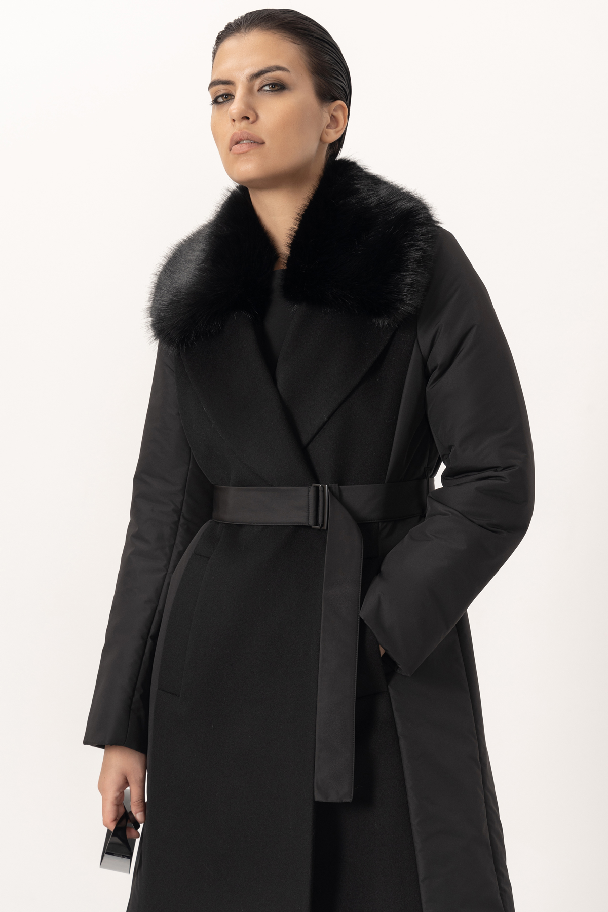 Пальто со съемным воротником VASSA&Co, пол женский, цвет черный, фото №3