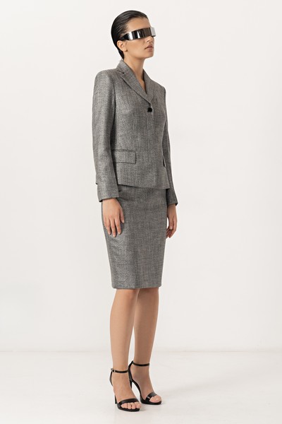 Жакет с люрексом VASSA&Co, пол женский, цвет серый, фото №5