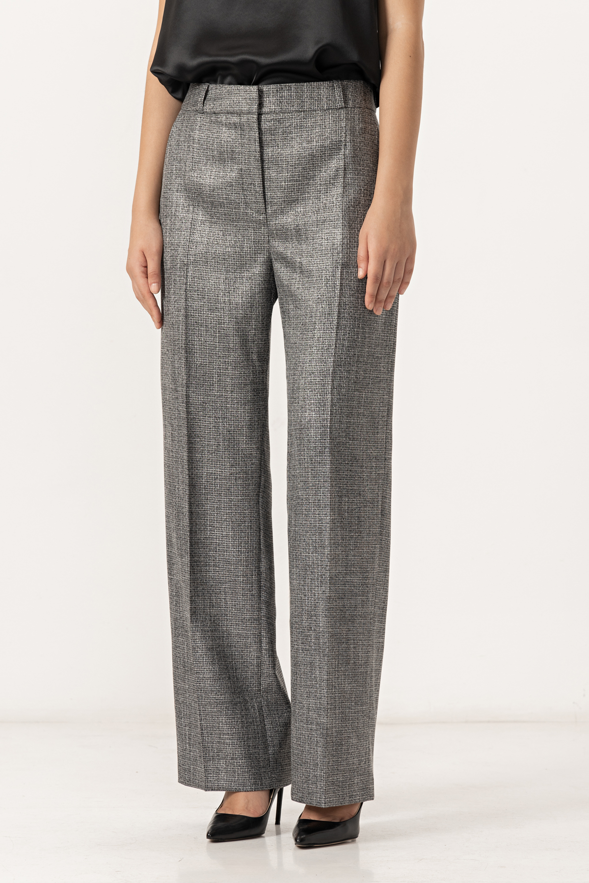 Брюки с люрексом VASSA&Co, пол женский, цвет серый, фото №3